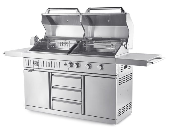 Free-standing Gas and charcoal grill